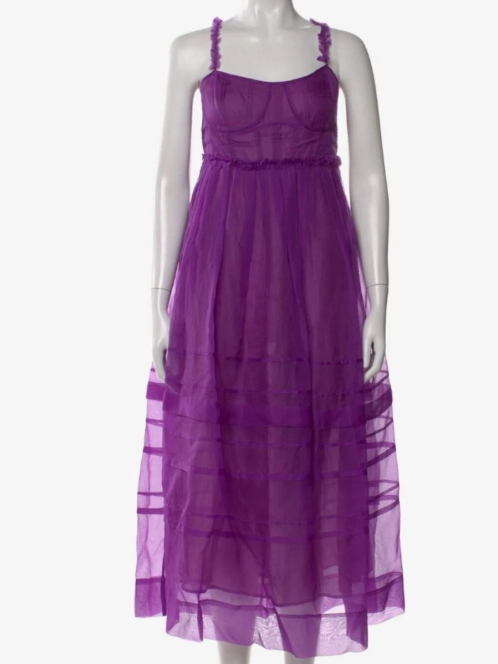 NWOT ULLA JOHNSON Priscilla Silk Midi Dress in Cassis M $890 - Picture 6 of 7